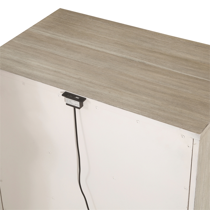 Lexicon Mckewen Asian Hardwood Nightstand in Light Gray