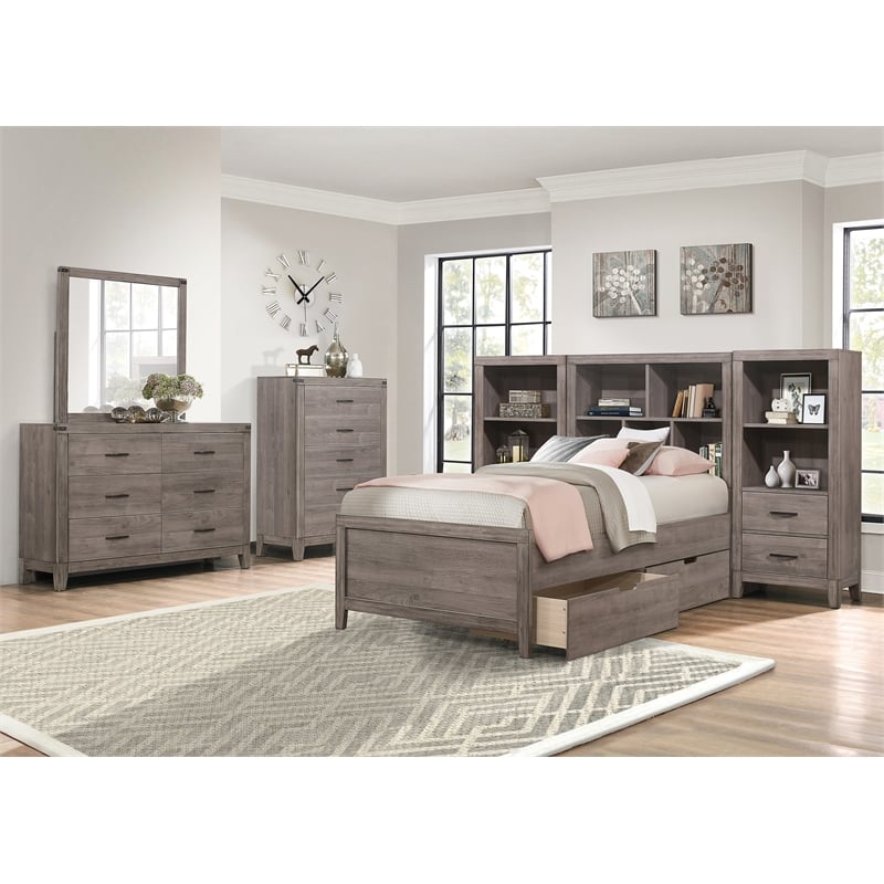 Lexicon Woodrow Asian Hardwood Pier/Tower Nightstand in Gray