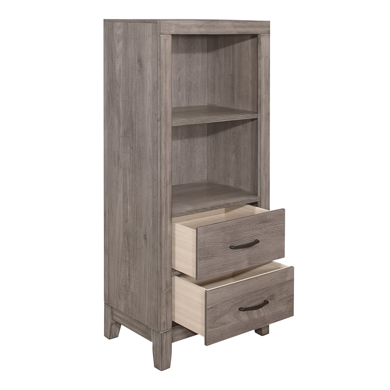 Lexicon Woodrow Asian Hardwood Pier/Tower Nightstand in Gray
