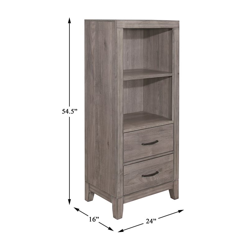 Lexicon Woodrow Asian Hardwood Pier/Tower Nightstand in Gray