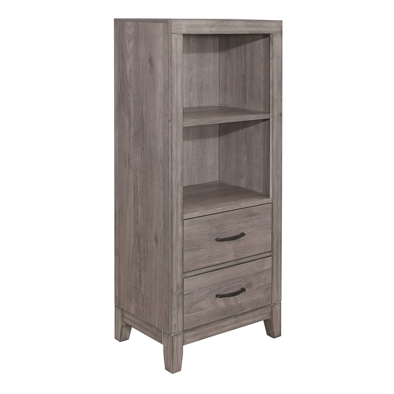 Lexicon Woodrow Asian Hardwood Pier/Tower Nightstand in Gray