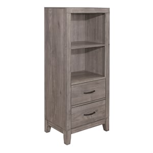Lexicon Woodrow Asian Hardwood Pier/Tower Nightstand in Gray