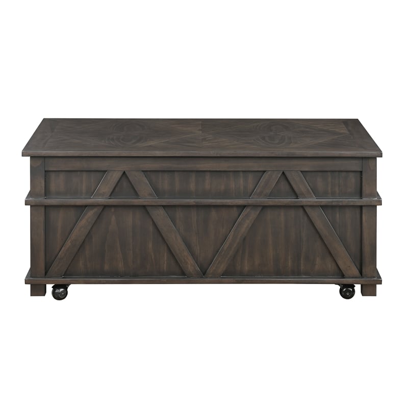 Lexicon Lakeside Rubber Wood Lift Top Cocktail Table in Brown