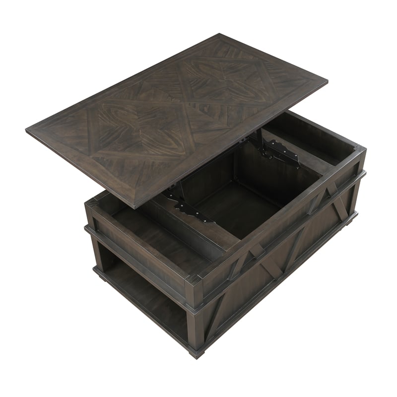 Lexicon Lakeside Rubber Wood Lift Top Cocktail Table in Brown