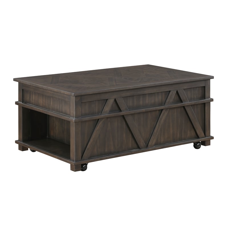 Lexicon Lakeside Rubber Wood Lift Top Cocktail Table in Brown