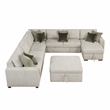Lexicon Isla Microfiber 6-Piece Sectional with Reversible Chaise in Sage Sand