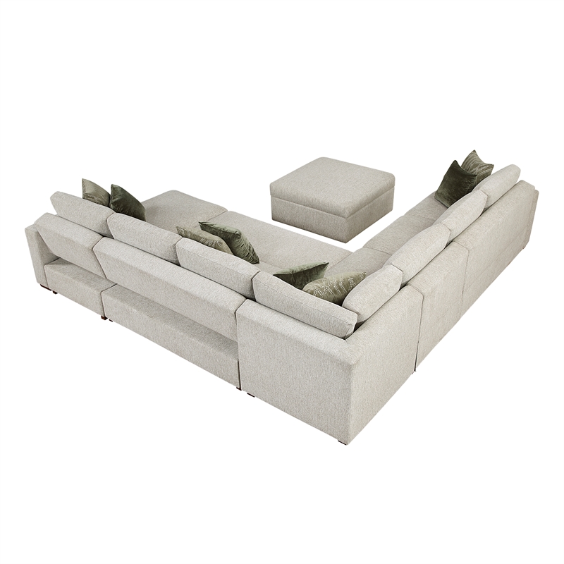 Lexicon Isla Microfiber 6-Piece Sectional with Reversible Chaise in Sage Sand