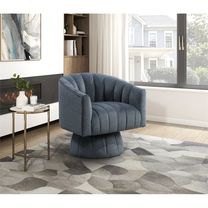 Lexicon Lonita Velvet Swivel Chair in Dark Gray