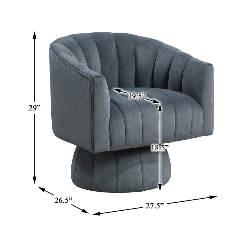 Lexicon Lonita Velvet Swivel Chair in Dark Gray