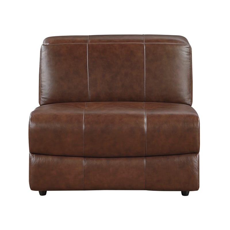 Lexicon Sutton Leather (2/3) Armless Chair in Brown