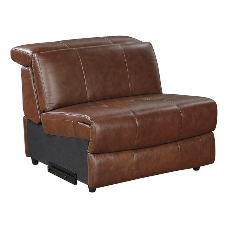 Lexicon Sutton Leather (2/3) Armless Chair in Brown