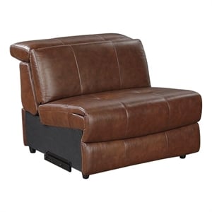 Lexicon Sutton Leather (2/3) Armless Chair in Brown