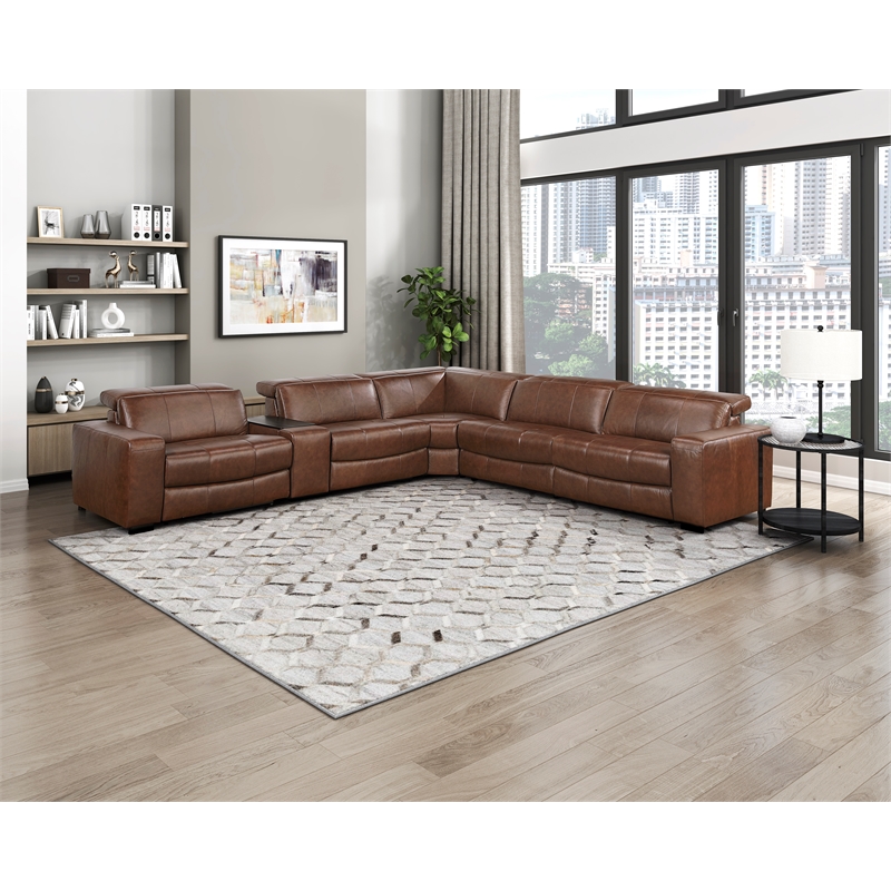 Lexicon Sutton Leather (5/6) Power Armless Rclng Chr with Pwr Headrest in Brown