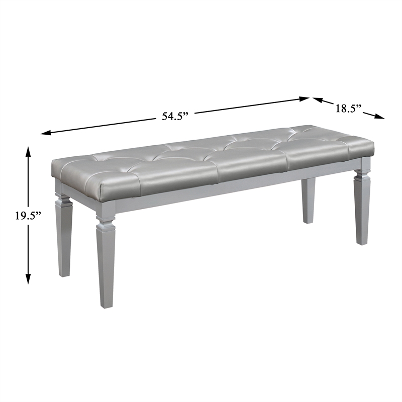 Lexicon Allura Faux Leather Bench in Silver