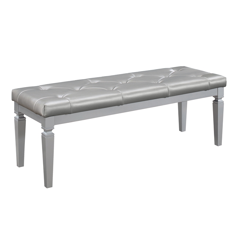 Lexicon Allura Faux Leather Bench in Silver