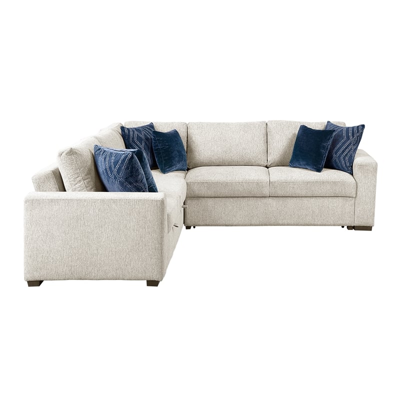 Lexicon Isla Microfiber 3-Piece Sectional with Pull-out Bed in Beige
