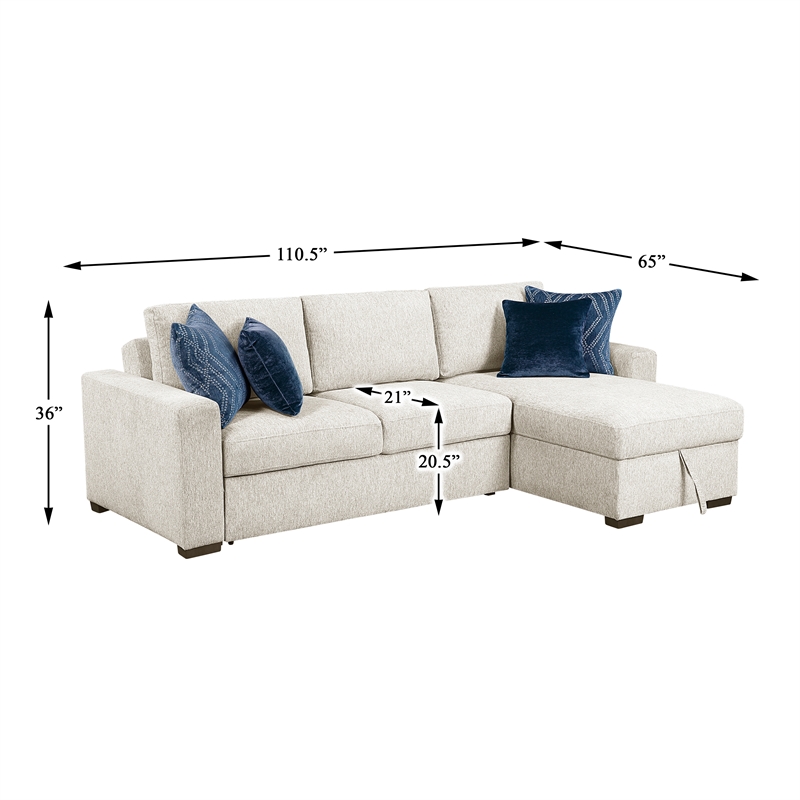 Lexicon Isla Microfiber 3-Piece Sectional with Reversible Chaise in Beige
