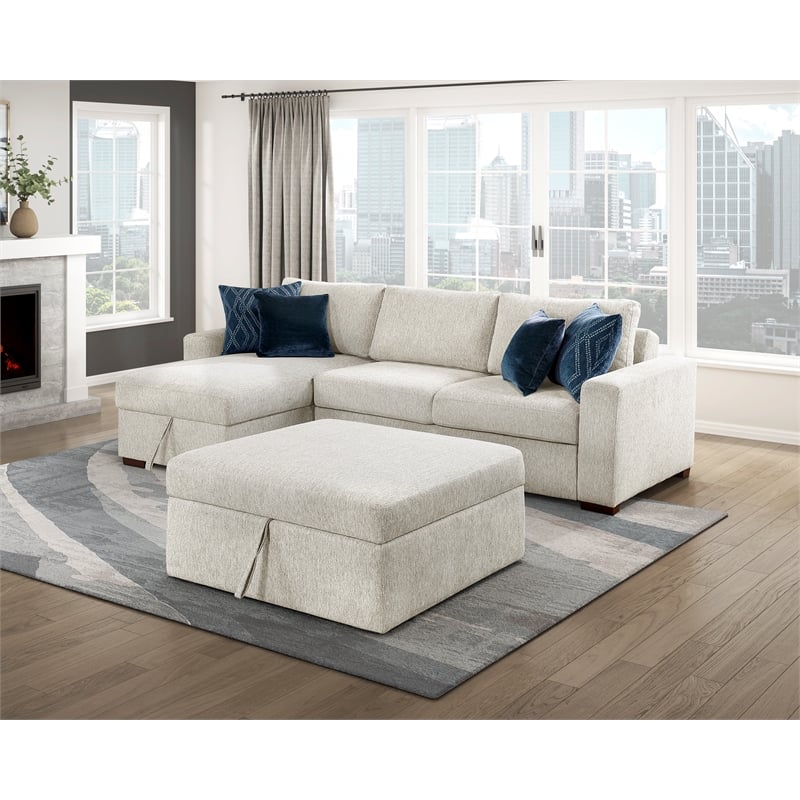 Lexicon Isla Microfiber 3-Piece Sectional with Reversible Chaise in Beige