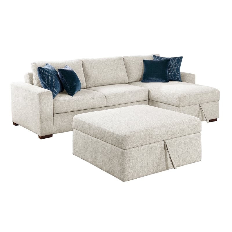 Lexicon Isla Microfiber 3-Piece Sectional with Reversible Chaise in Beige