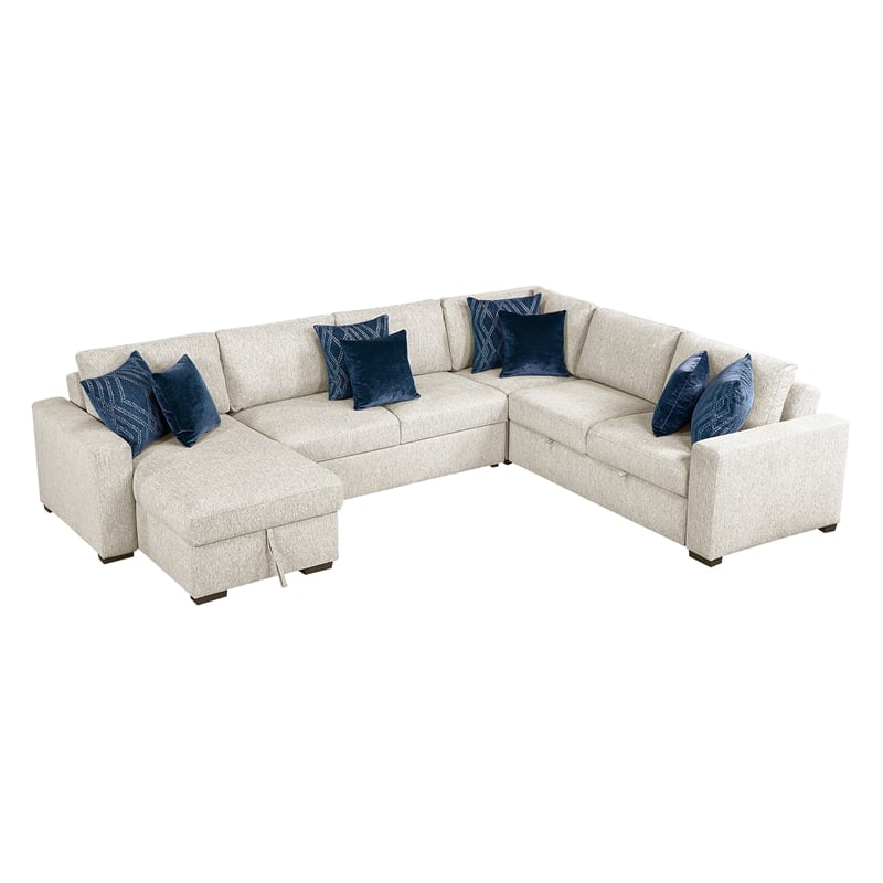 Lexicon Isla Microfiber 4-Piece Sectional with Reversible Chaise in Beige