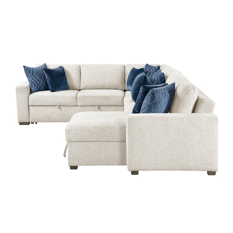 Lexicon Isla Microfiber 4-Piece Sectional with Reversible Chaise in Beige