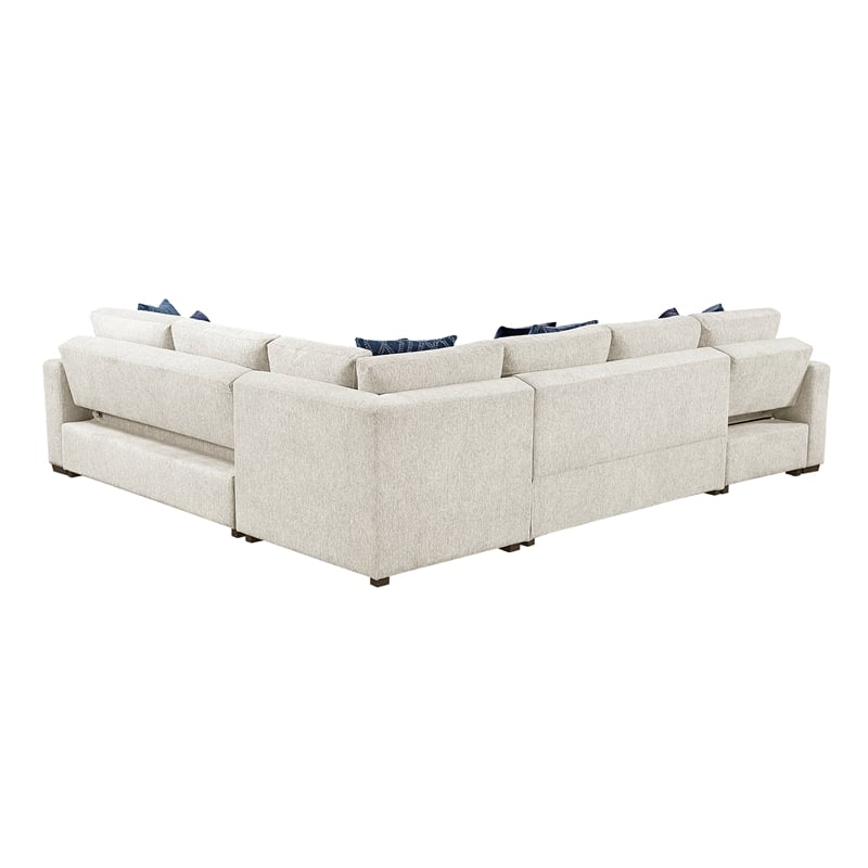 Lexicon Isla Microfiber 4-Piece Sectional with Reversible Chaise in Beige