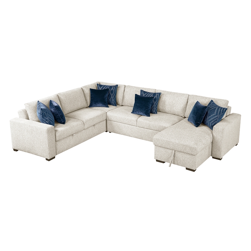 Lexicon Isla Microfiber 4-Piece Sectional with Reversible Chaise in Beige