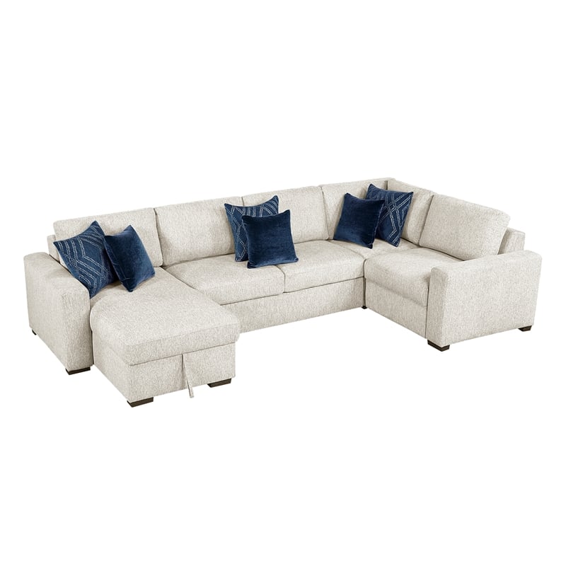 Lexicon Isla Microfiber 4-Piece Sectional with Reversible Chaise in Beige