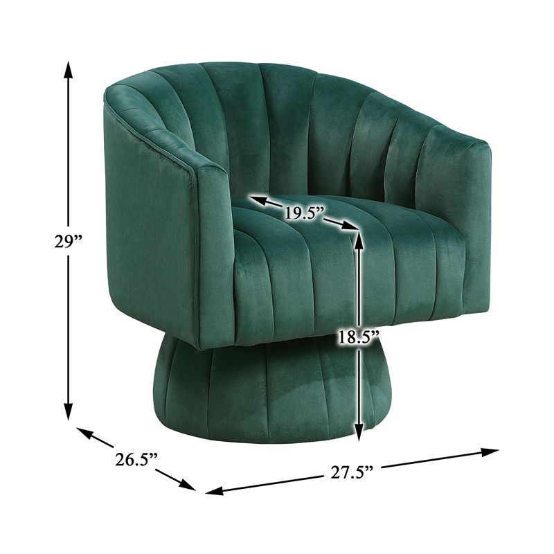 Lexicon Lonita Velvet Swivel Chair in Dark Green