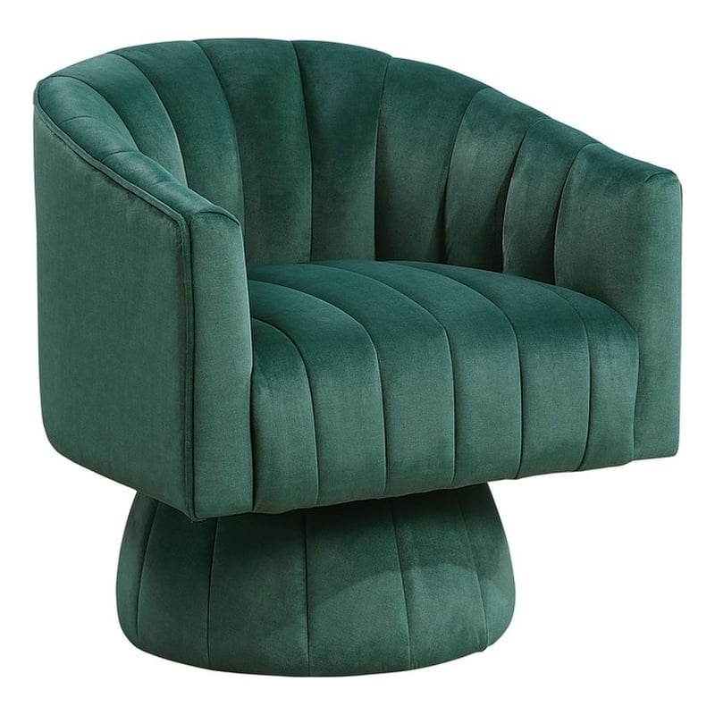Lexicon Lonita Velvet Swivel Chair in Dark Green
