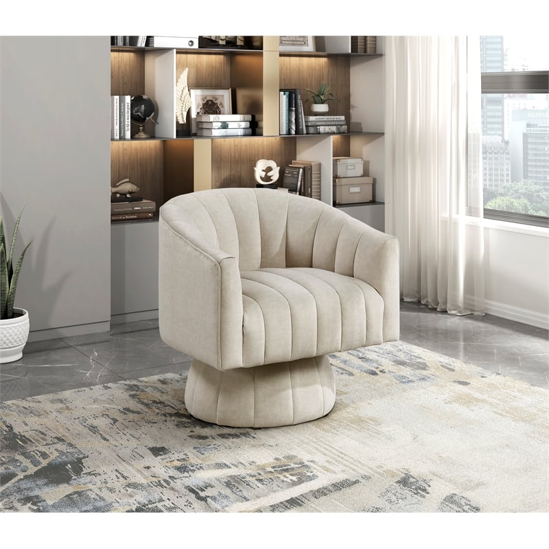 Lexicon Lonita Velvet Swivel Chair in Taupe