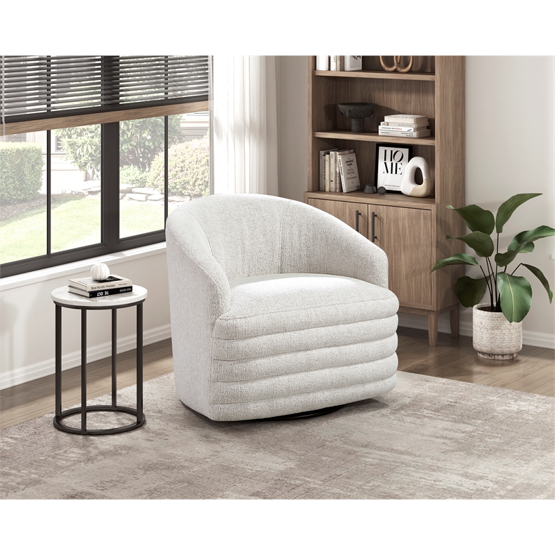Lexicon Seville Chenille Swivel Chair in Beige