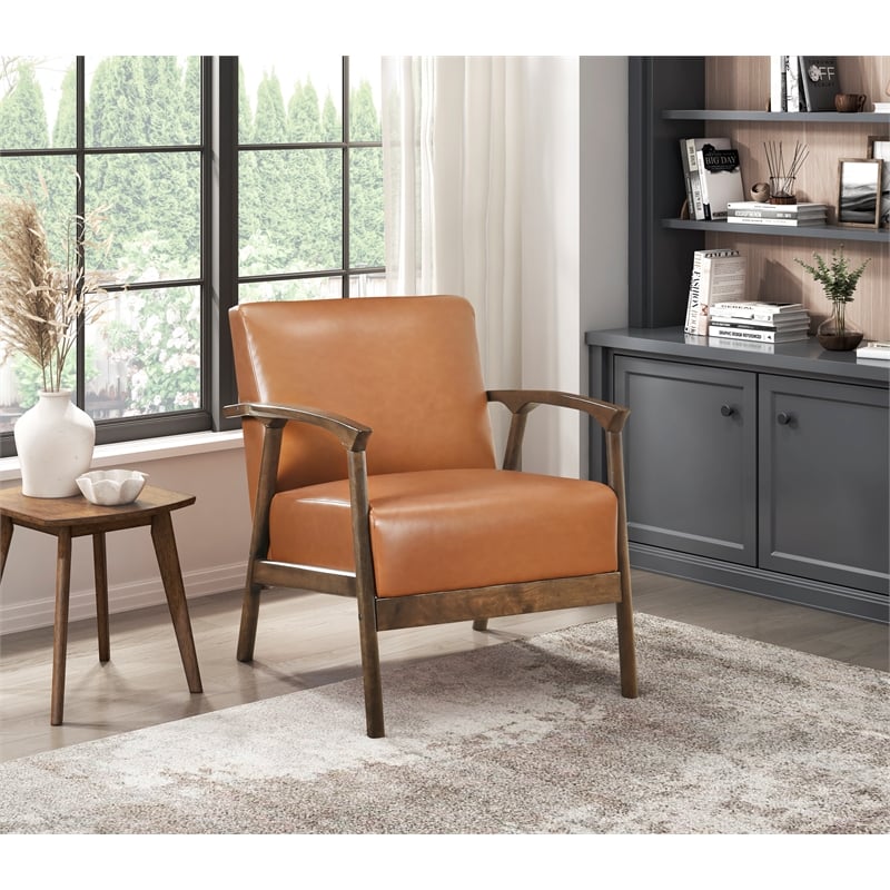 Lexicon Eli Faux Leather Accent Chair in Brown