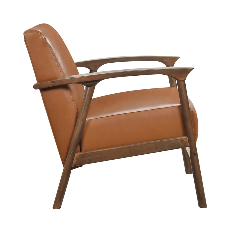 Lexicon Eli Faux Leather Accent Chair in Brown
