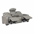 Lexicon Apex Leather Power Double Reclining Sofa with Power Headrests in Gray