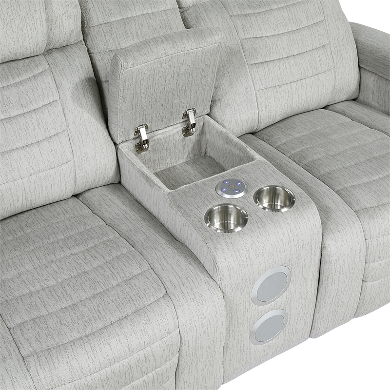 Lexicon Ronan Microfiber Dbl Reclining L. Seat with Center Console in Light Gray