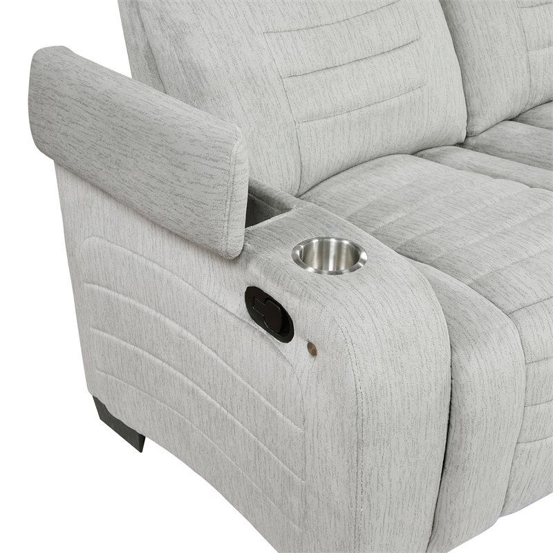 Lexicon Ronan Microfiber Dbl Reclining L. Seat with Center Console in Light Gray