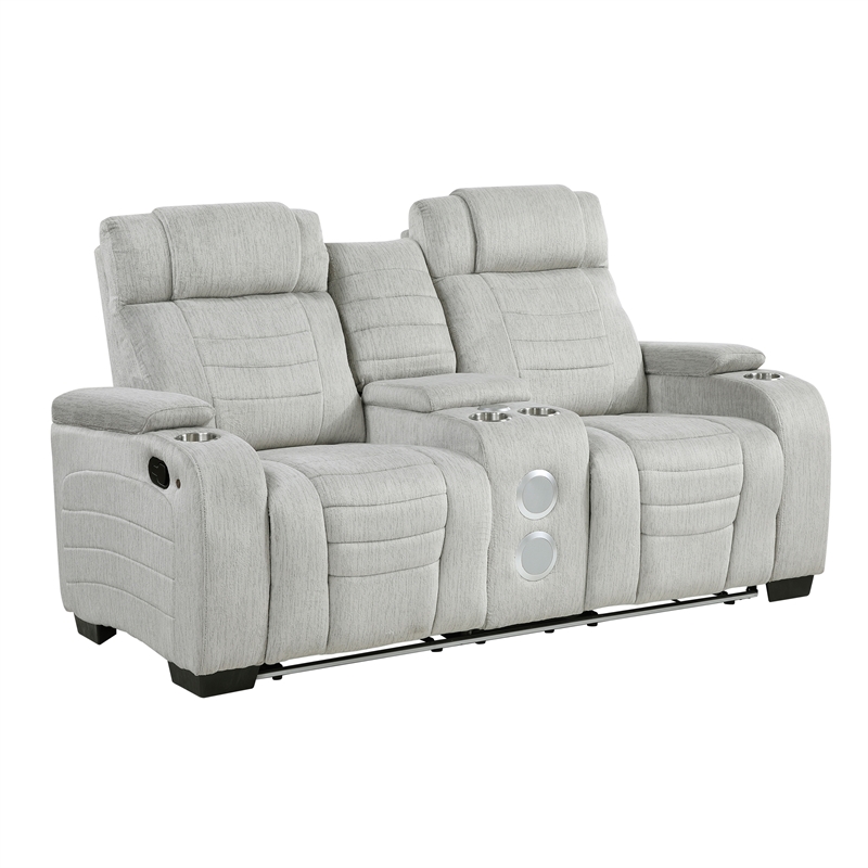 Lexicon Ronan Microfiber Dbl Reclining L. Seat with Center Console in Light Gray