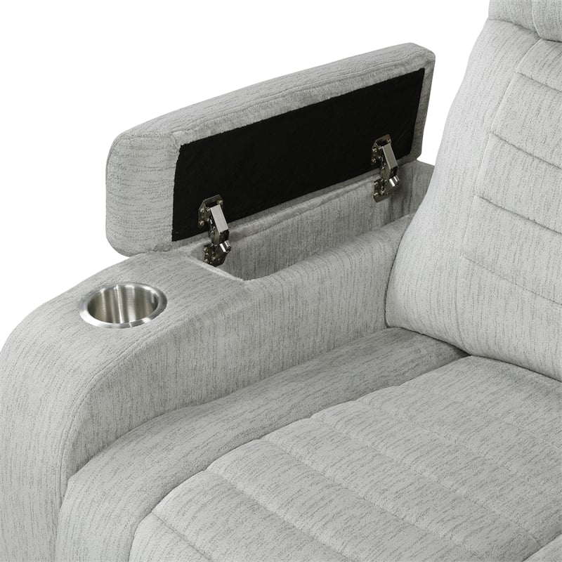 Lexicon Ronan Microfiber Double Reclining Sofa in Light Gray