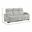 Lexicon Ronan Microfiber Double Reclining Sofa in Light Gray