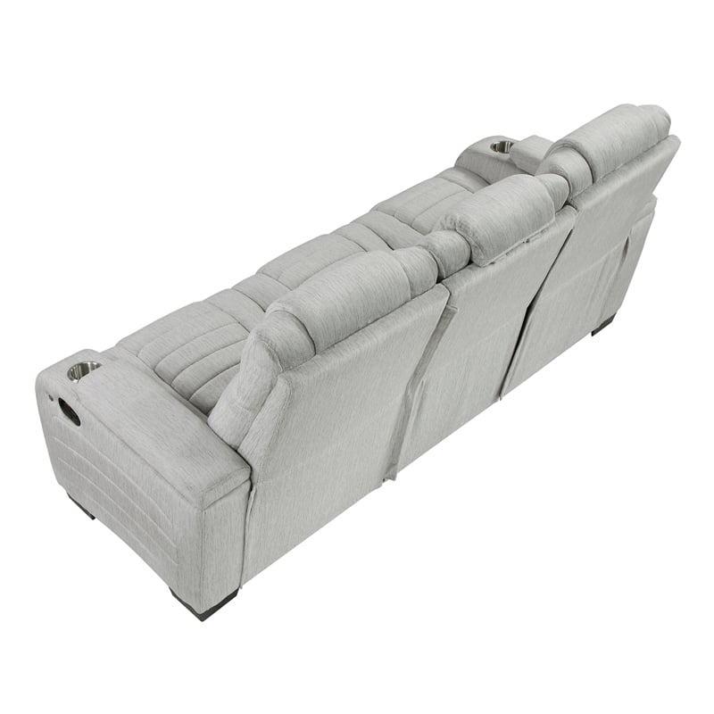 Lexicon Ronan Microfiber Double Reclining Sofa in Light Gray