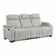 Lexicon Ronan Microfiber Double Reclining Sofa in Light Gray