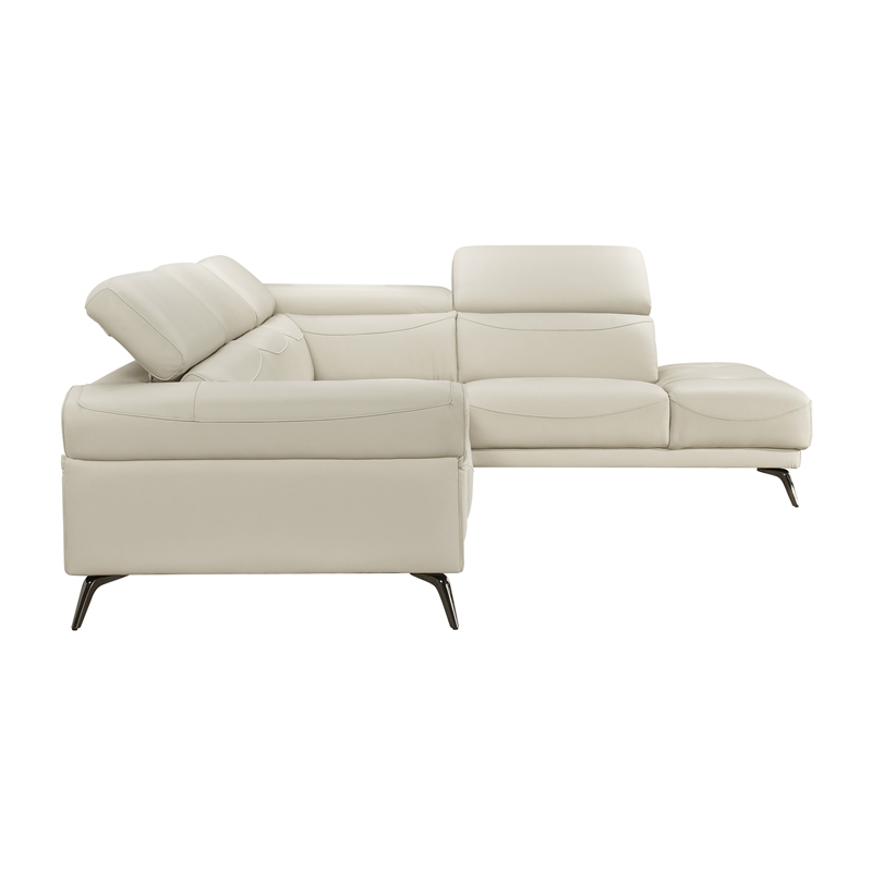 Lexicon Giselle Leather 2-Piece Sectional with Right Side Chaise in Beige