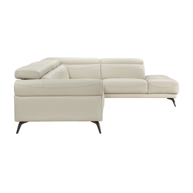 Lexicon Giselle Leather 2-Piece Sectional with Right Side Chaise in Beige