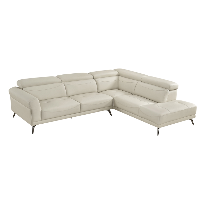 Lexicon Giselle Leather 2-Piece Sectional with Right Side Chaise in Beige