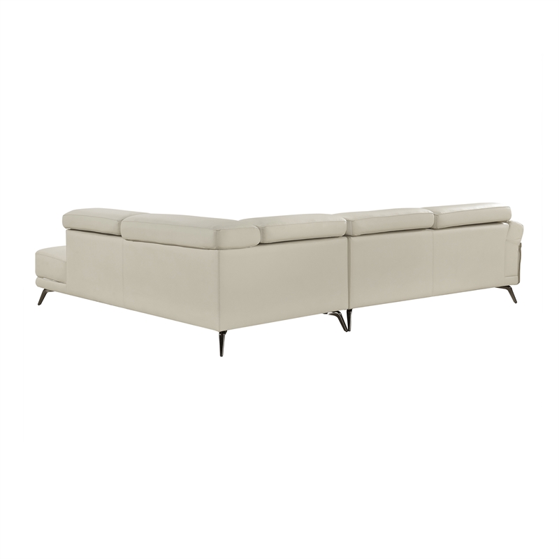 Lexicon Giselle Leather 2-Piece Sectional with Right Side Chaise in Beige