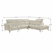 Lexicon Giselle Leather 2-Piece Sectional with Right Side Chaise in Beige