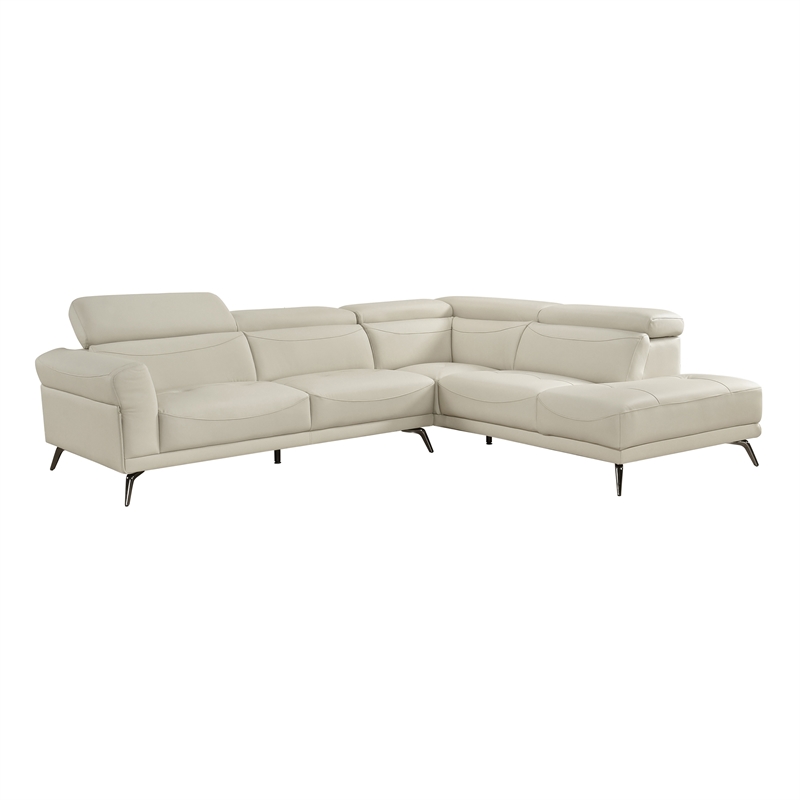 Lexicon Giselle Leather 2-Piece Sectional with Right Side Chaise in Beige