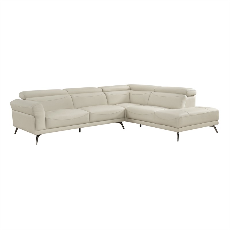 Lexicon Giselle Leather 2-Piece Sectional with Right Side Chaise in Beige