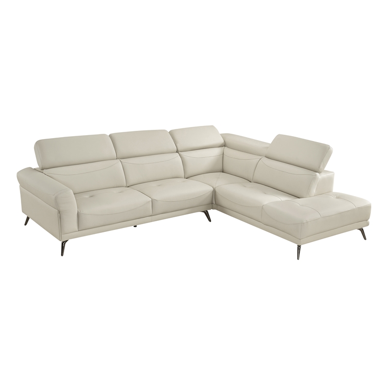 Lexicon Giselle Leather 2-Piece Sectional with Right Side Chaise in Beige